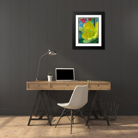 Yellow Columbine and Coral Bells Black Modern Wood Framed Art Print with Double Matting by Fitzharris, Tim