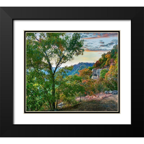 White Rock Mountain Sunset Black Modern Wood Framed Art Print with Double Matting by Fitzharris, Tim