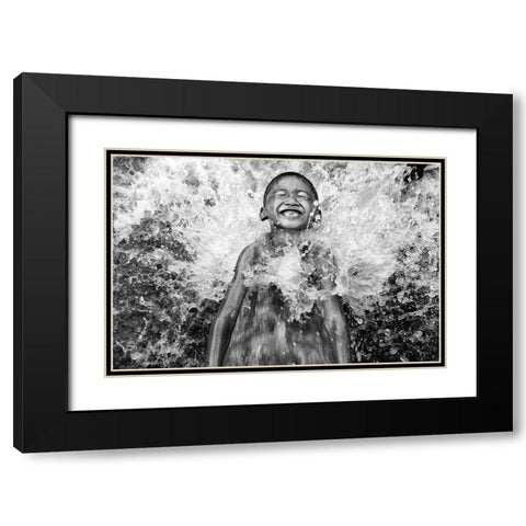 feel the awesome river water Black Modern Wood Framed Art Print with Double Matting by Perwiranegara, Bayu