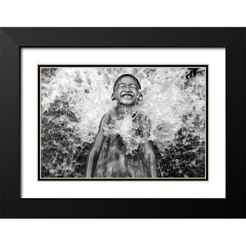 feel the awesome river water Black Modern Wood Framed Art Print with Double Matting by Perwiranegara, Bayu