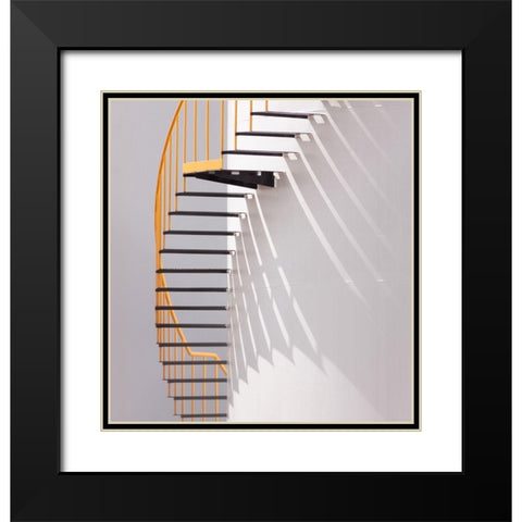 Yellow Staircase Black Modern Wood Framed Art Print with Double Matting by Hammer, Jacqueline