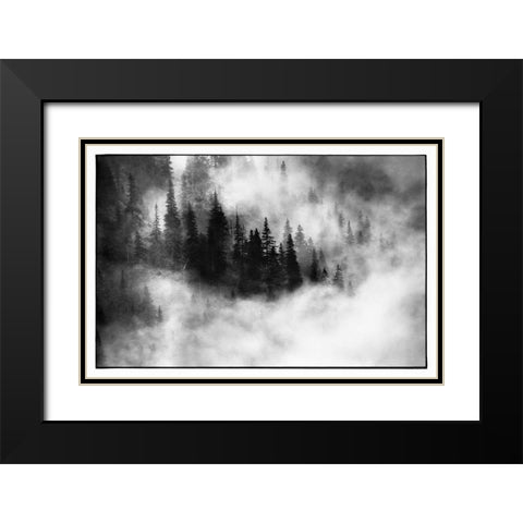 Agharta III Black Modern Wood Framed Art Print with Double Matting by Stefan, Jacek