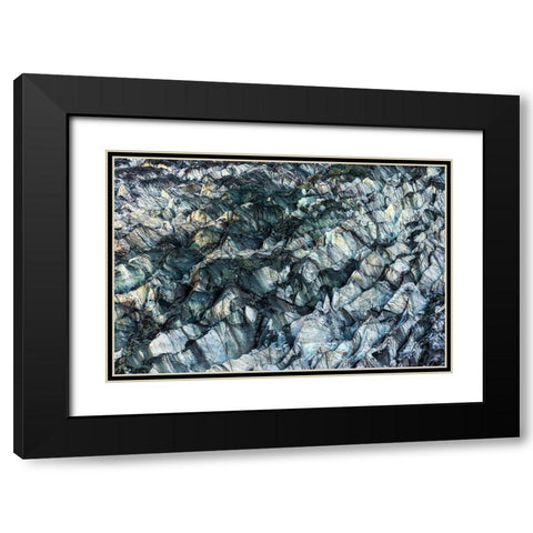 ICE Texture in Hopper Glacier Black Modern Wood Framed Art Print with Double Matting by Kowit.Lee