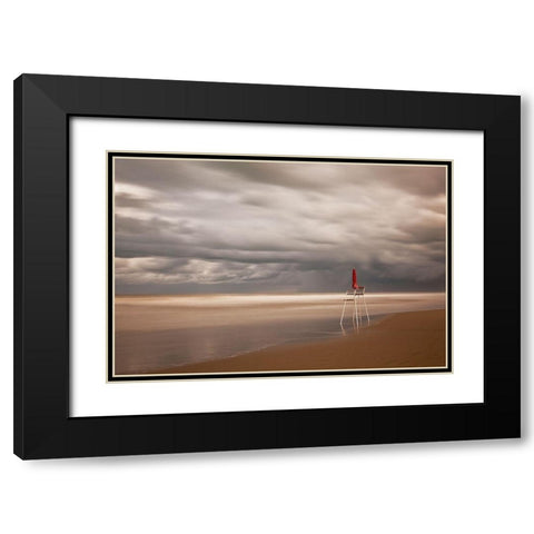 Red Black Modern Wood Framed Art Print with Double Matting by Della Latta, Massimo