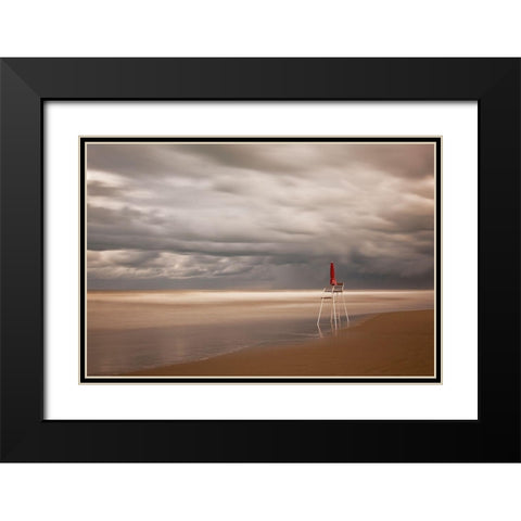 Red Black Modern Wood Framed Art Print with Double Matting by Della Latta, Massimo