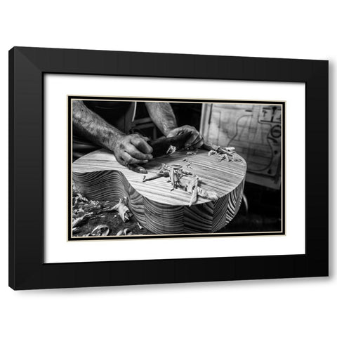 Le Luthier Black Modern Wood Framed Art Print with Double Matting by Allicot, Manu