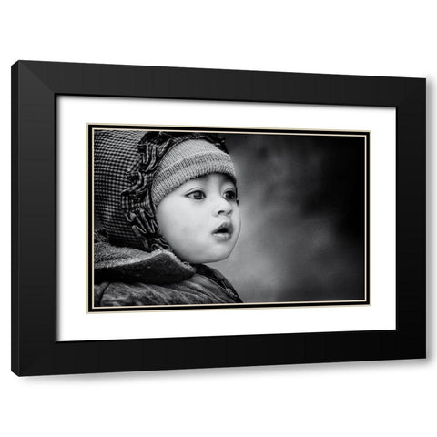 the kid from Sarangkot Black Modern Wood Framed Art Print with Double Matting by Flour, Piet