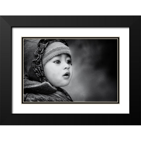 the kid from Sarangkot Black Modern Wood Framed Art Print with Double Matting by Flour, Piet