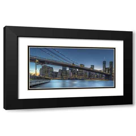 New York  Blue Hour over Manhattan Black Modern Wood Framed Art Print with Double Matting by Jurek, Michael