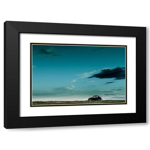 The Red VW Beetle Black Modern Wood Framed Art Print with Double Matting by Otero, Camilo