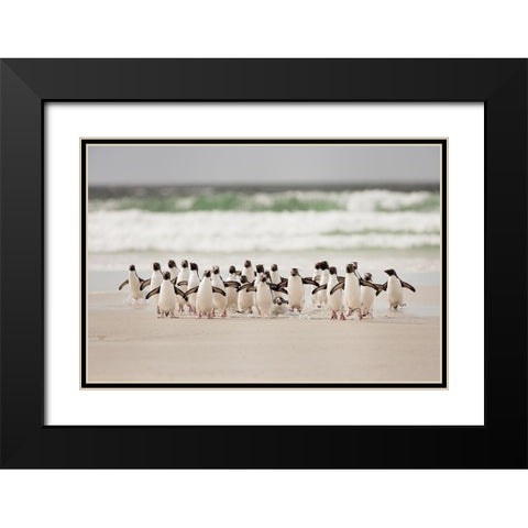 Desembarco Black Modern Wood Framed Art Print with Double Matting by Gil Raga, Joan