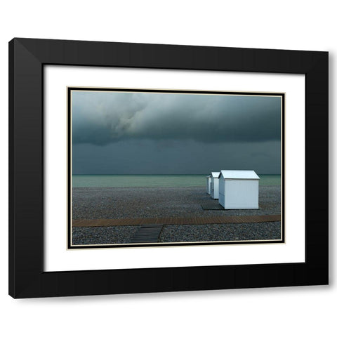 Beachhouses Black Modern Wood Framed Art Print with Double Matting by Wehrmann, Elisabeth