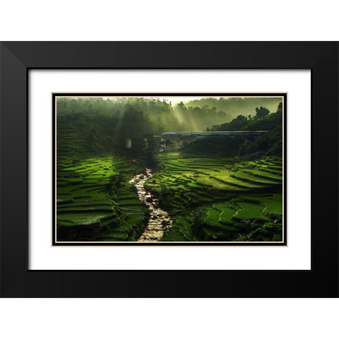 Crossing The Beautiful Bridge Black Modern Wood Framed Art Print with Double Matting by Raja Sulbar, Ismail