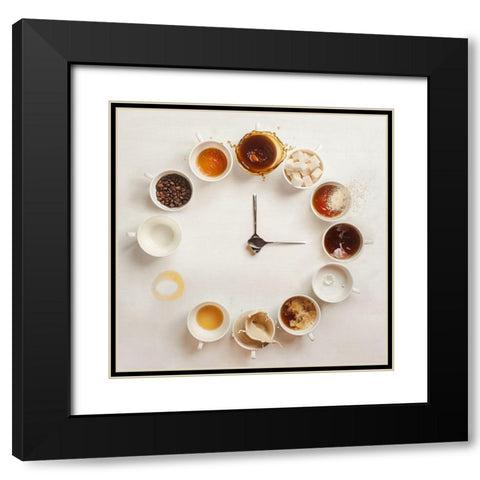 Its Always Coffee Time Black Modern Wood Framed Art Print with Double Matting by Belenko, Dina
