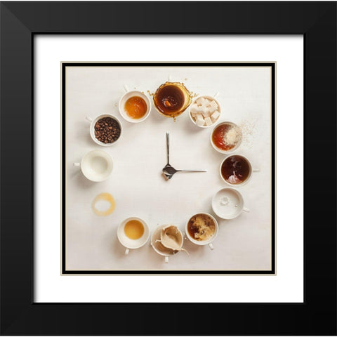 Its Always Coffee Time Black Modern Wood Framed Art Print with Double Matting by Belenko, Dina