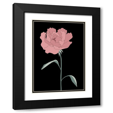 Peony 01 Black Modern Wood Framed Art Print with Double Matting by Artographie Studio