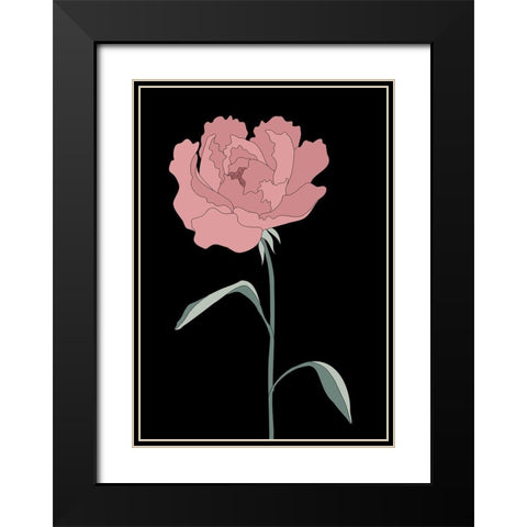 Peony 01 Black Modern Wood Framed Art Print with Double Matting by Artographie Studio