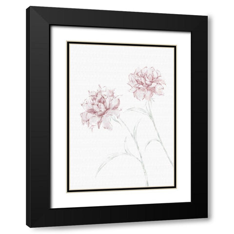 Peony 03 Black Modern Wood Framed Art Print with Double Matting by Artographie Studio