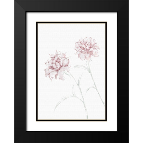 Peony 03 Black Modern Wood Framed Art Print with Double Matting by Artographie Studio