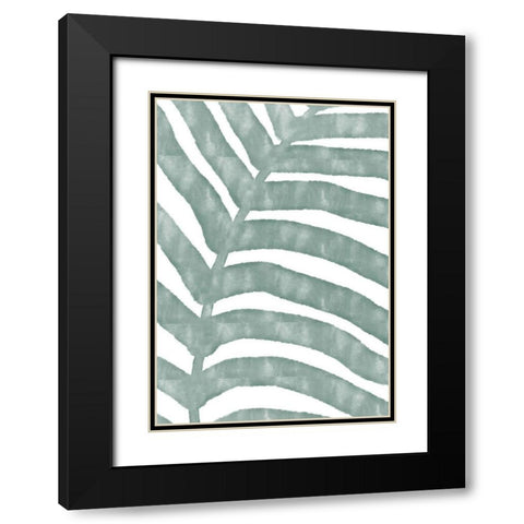 Palm Stripes Black Modern Wood Framed Art Print with Double Matting by Artographie Studio