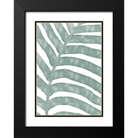 Palm Stripes Black Modern Wood Framed Art Print with Double Matting by Artographie Studio