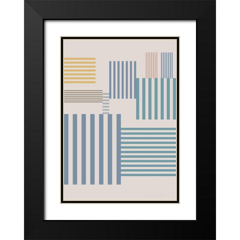 Squares Black Modern Wood Framed Art Print with Double Matting by Artographie Studio