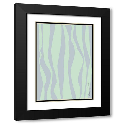 Wavy Stripes Black Modern Wood Framed Art Print with Double Matting by Artographie Studio