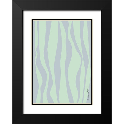 Wavy Stripes Black Modern Wood Framed Art Print with Double Matting by Artographie Studio