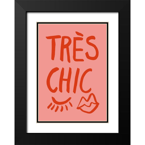 TrAus Chic Pink Black Modern Wood Framed Art Print with Double Matting by Artographie Studio