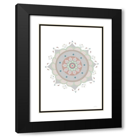 Mandala Fiesta Black Modern Wood Framed Art Print with Double Matting by Artographie Studio