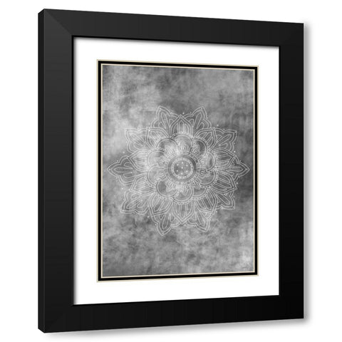 Mandala Smokey Black Modern Wood Framed Art Print with Double Matting by Artographie Studio