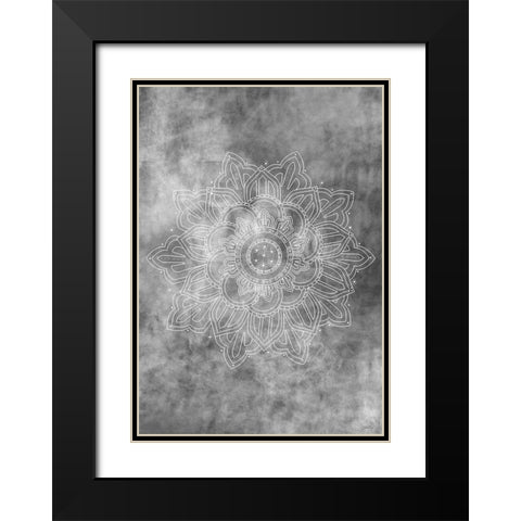 Mandala Smokey Black Modern Wood Framed Art Print with Double Matting by Artographie Studio