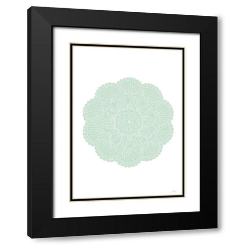 Mandala Green Black Modern Wood Framed Art Print with Double Matting by Artographie Studio