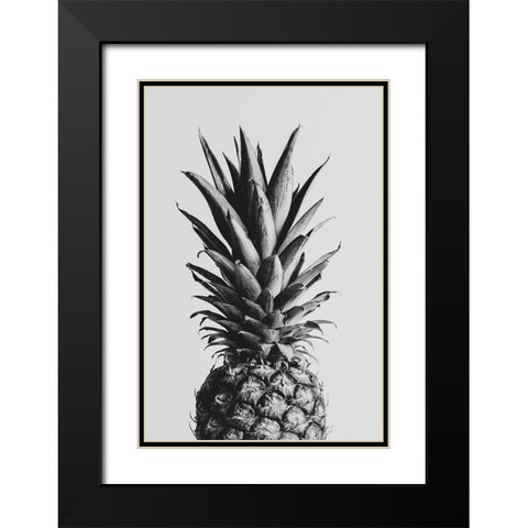 Pineapple Black a White 02 Black Modern Wood Framed Art Print with Double Matting by Artographie Studio