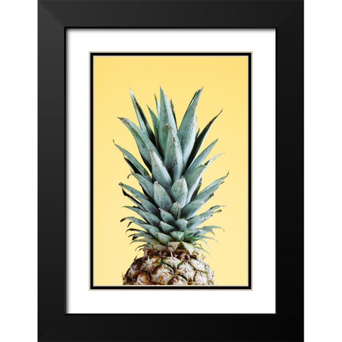 Pineapple Yellow 03 Black Modern Wood Framed Art Print with Double Matting by Artographie Studio