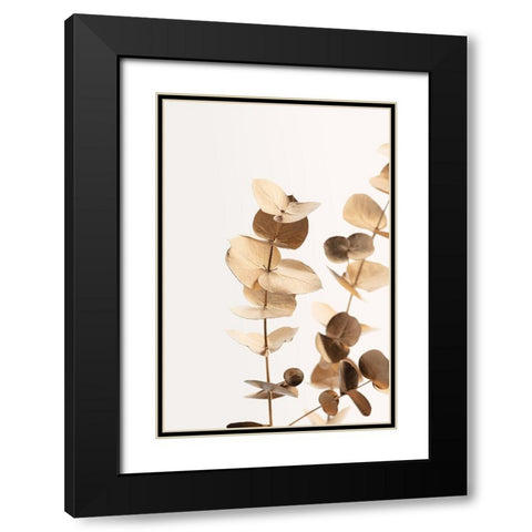Eucalyptus Gold No 01 Black Modern Wood Framed Art Print with Double Matting by Artographie Studio
