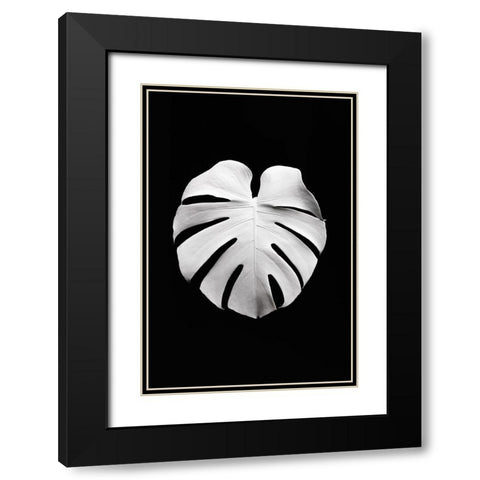 Monstera White 04 Black Modern Wood Framed Art Print with Double Matting by Artographie Studio