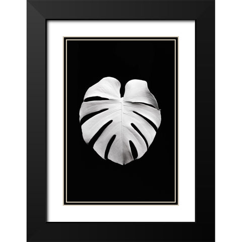 Monstera White 04 Black Modern Wood Framed Art Print with Double Matting by Artographie Studio