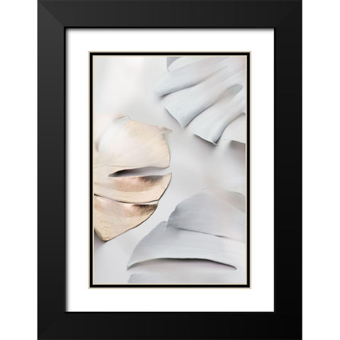 Monstera Mix 02 Black Modern Wood Framed Art Print with Double Matting by Artographie Studio