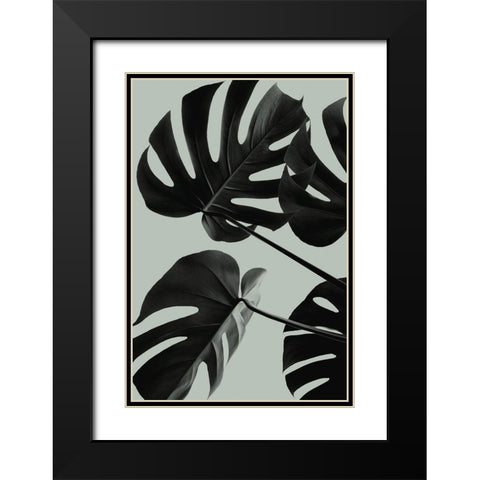 Monstera Teal 08 Black Modern Wood Framed Art Print with Double Matting by Artographie Studio