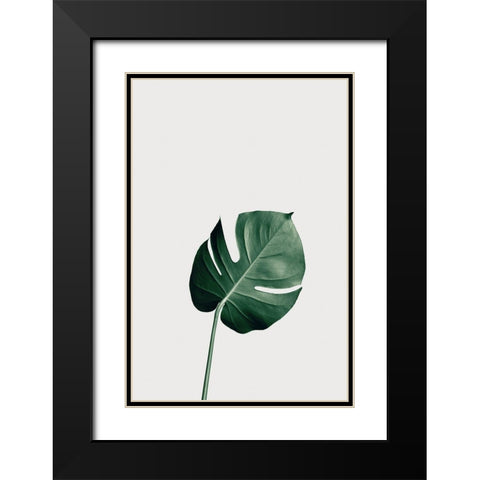 Monstera Natural 01 Black Modern Wood Framed Art Print with Double Matting by Artographie Studio