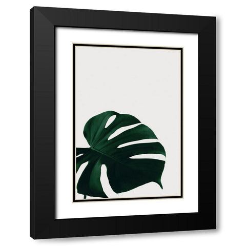 Monstera Natural 08 Black Modern Wood Framed Art Print with Double Matting by Artographie Studio