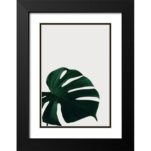 Monstera Natural 08 Black Modern Wood Framed Art Print with Double Matting by Artographie Studio