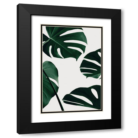 Monstera Natural 20 Black Modern Wood Framed Art Print with Double Matting by Artographie Studio