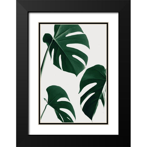 Monstera Nautral 39 Black Modern Wood Framed Art Print with Double Matting by Artographie Studio