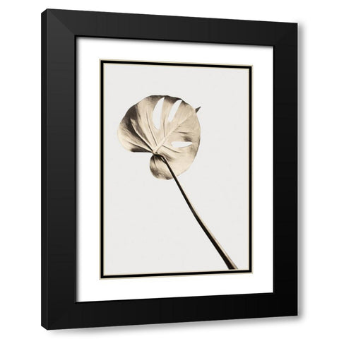 Monstera Gold 03 Black Modern Wood Framed Art Print with Double Matting by Artographie Studio