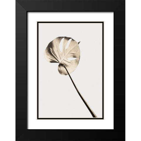 Monstera Gold 03 Black Modern Wood Framed Art Print with Double Matting by Artographie Studio