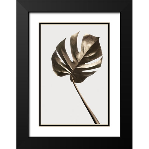 Monstera Gold 04 Black Modern Wood Framed Art Print with Double Matting by Artographie Studio