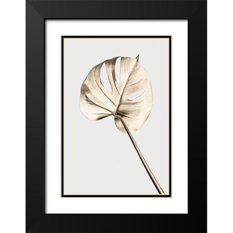 Monstera Gold 05 Black Modern Wood Framed Art Print with Double Matting by Artographie Studio