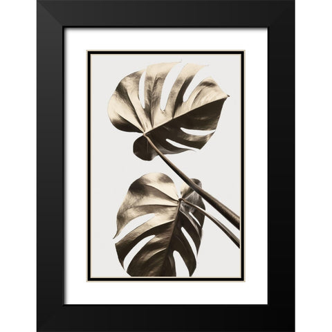 Monstera Gold 08 Black Modern Wood Framed Art Print with Double Matting by Artographie Studio